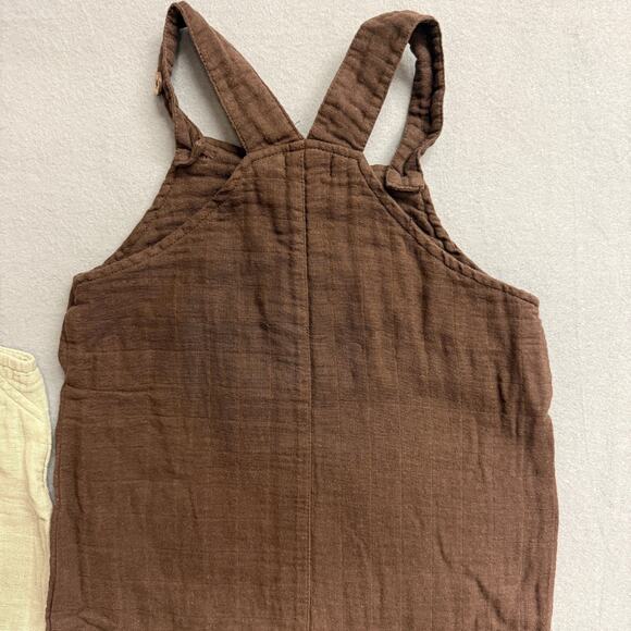 Jamie Kay Bundle of 2 Organic Cotton Muslin Overall Jumpers Sage Brown Unisex 4Y - Picture 4 of 9